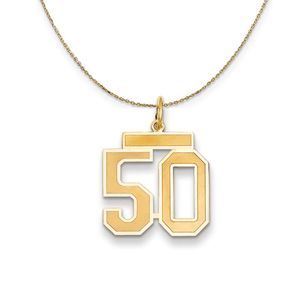 14k Yellow Gold, Jersey, Med Number 50 Necklace - 22 Inch